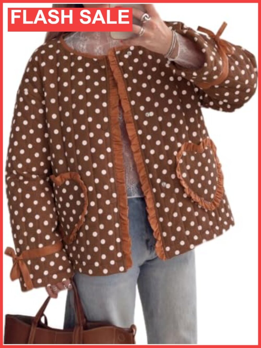 Quilted Cropped Puffer Jacket Open Front Heart Coat